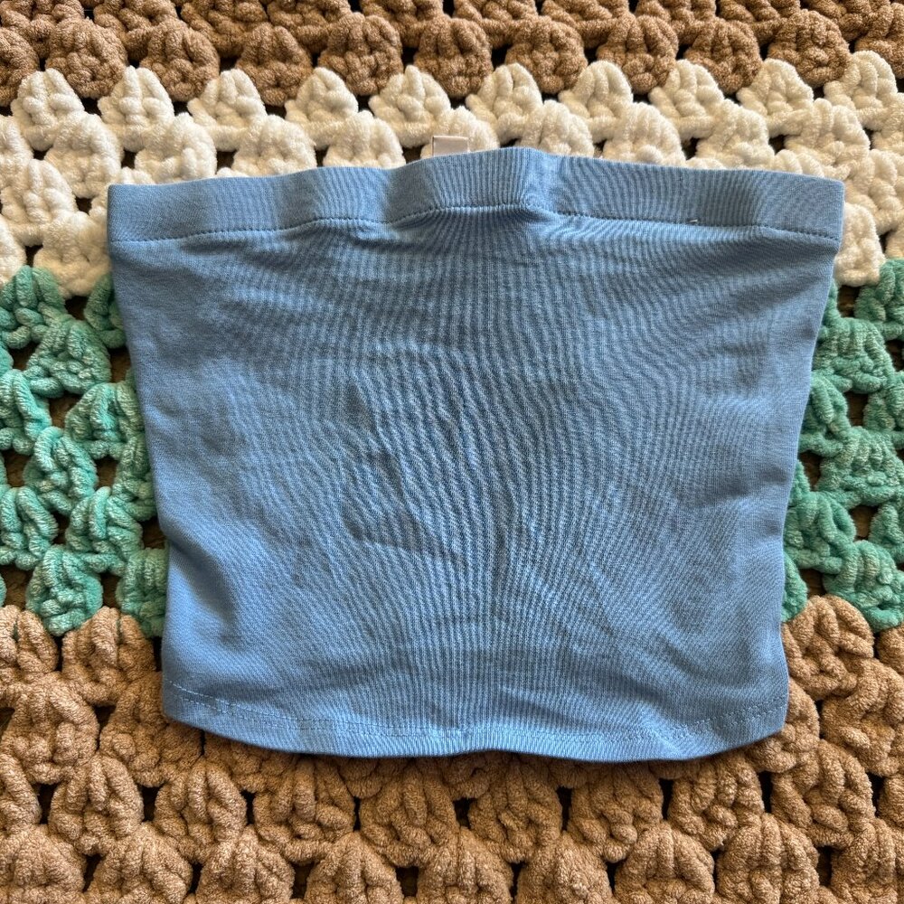 H&M Divided Baby Blue Tube Top Cropped Bandau Shirt Womans sz XS New NWT
